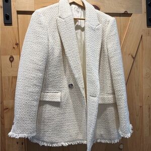 Mango White Tweed Blazer